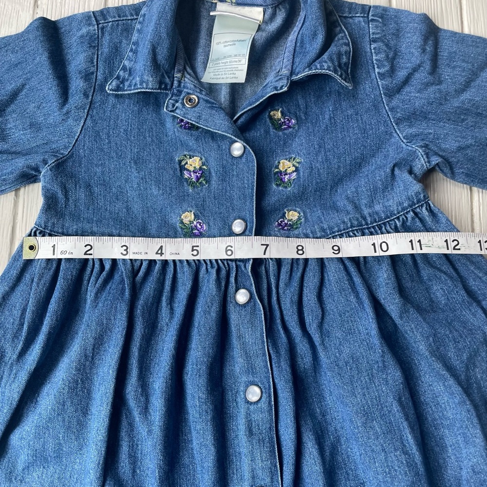 Laura Ashley Mother & Child Girls Dress Size 2 Denim Modest Pearl Snaps - Picture 7 of 9